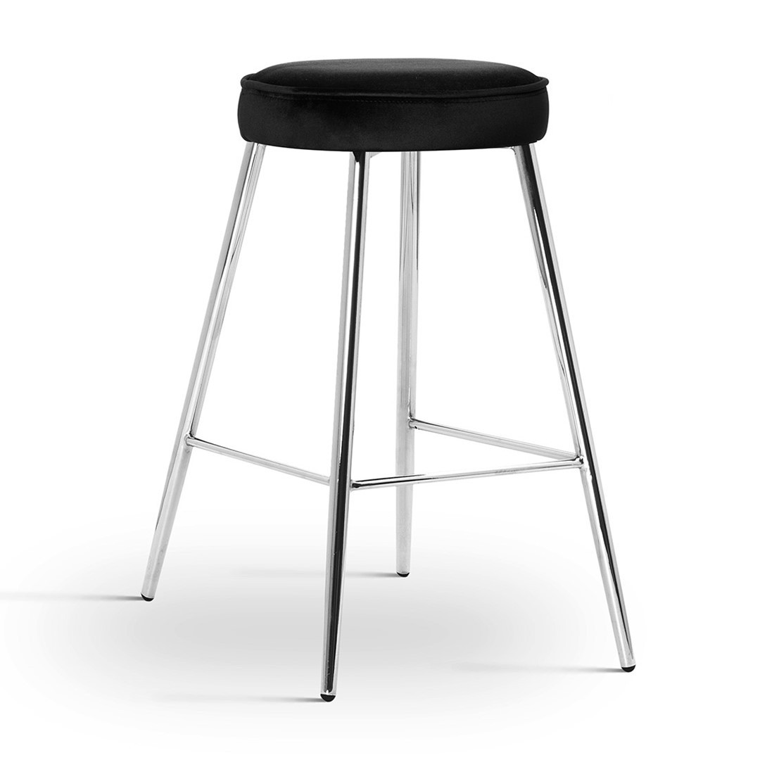 Scaun de bar Circo negru picioare silver - H68 cm