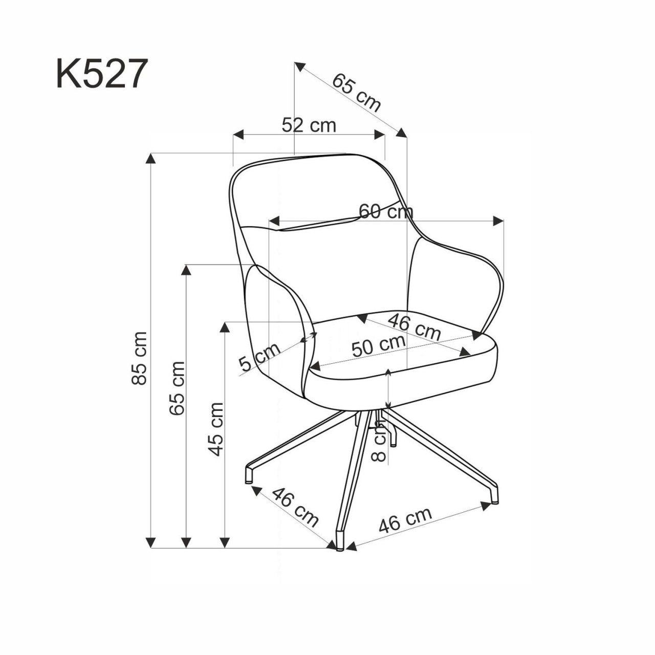 Scaun rotativ K527 gri/gri - 3 | YEO