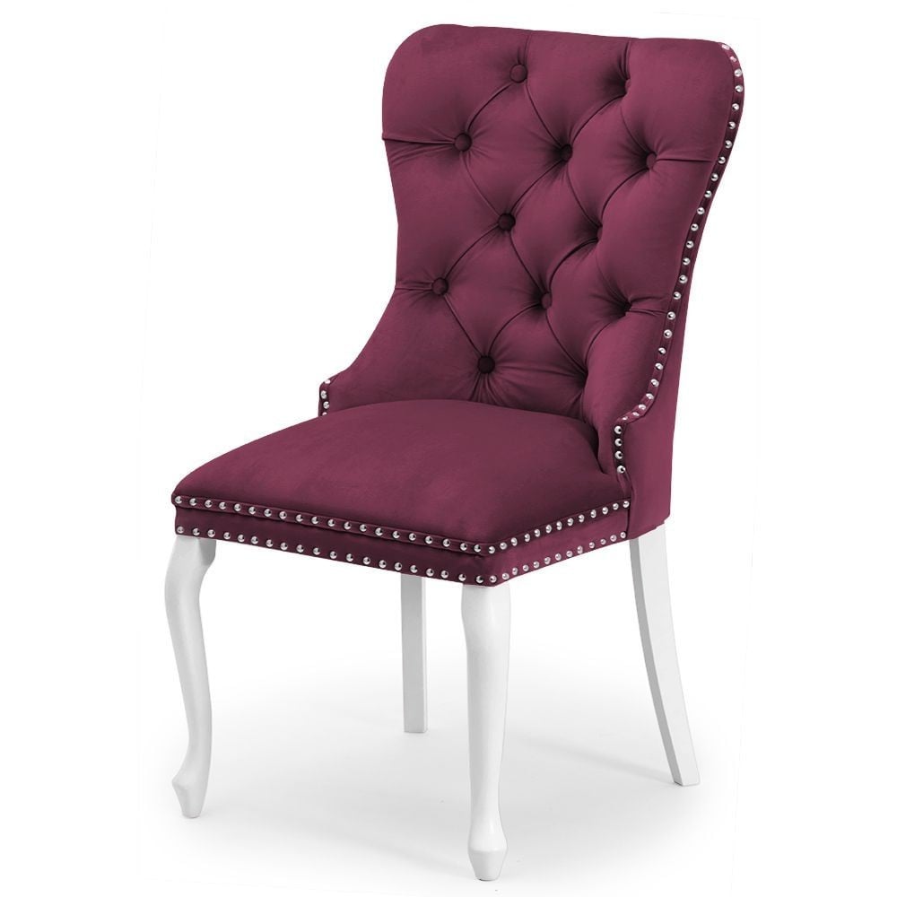 Scaun tapitat Madame Charlotte burgundy/alb