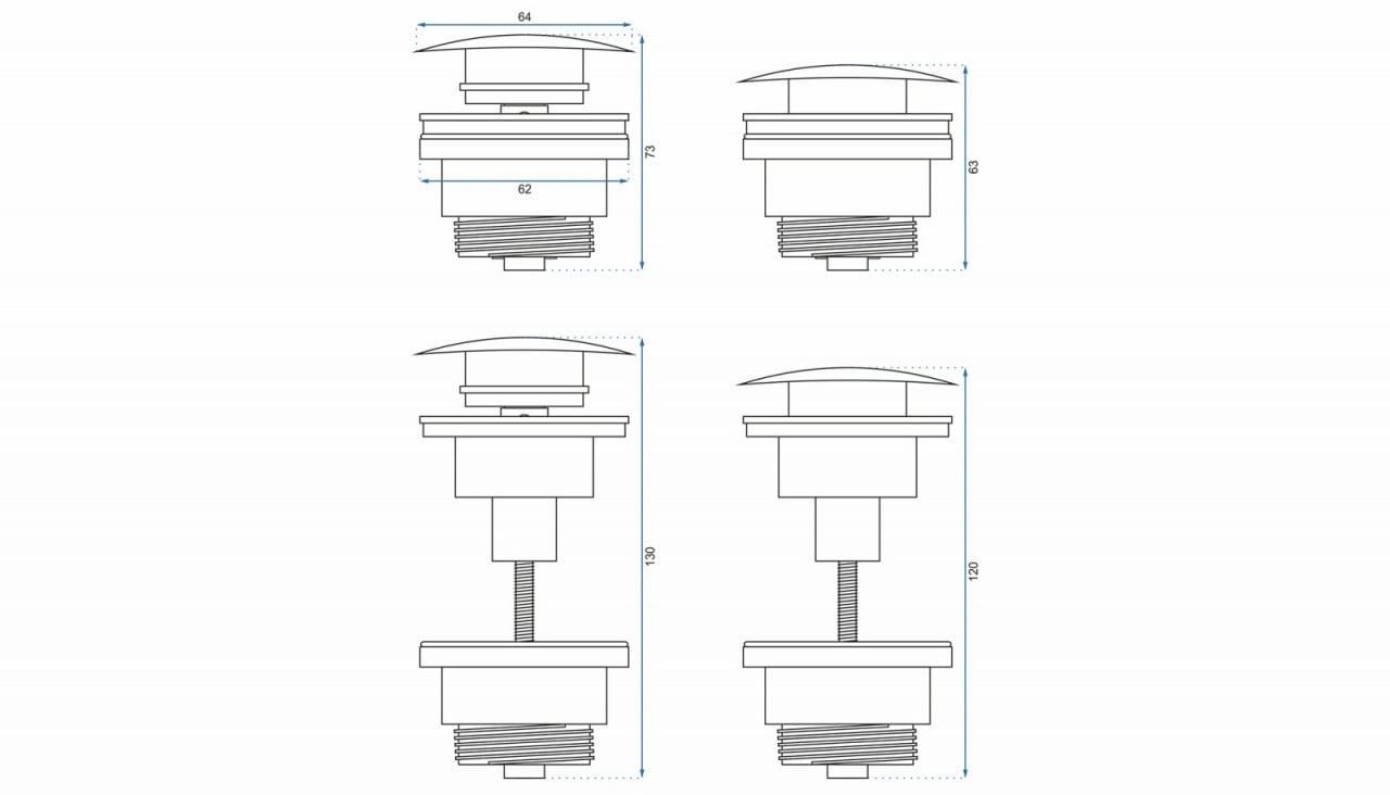 Ventil lavoar Click-Clack universal negru mat - 3 | YEO