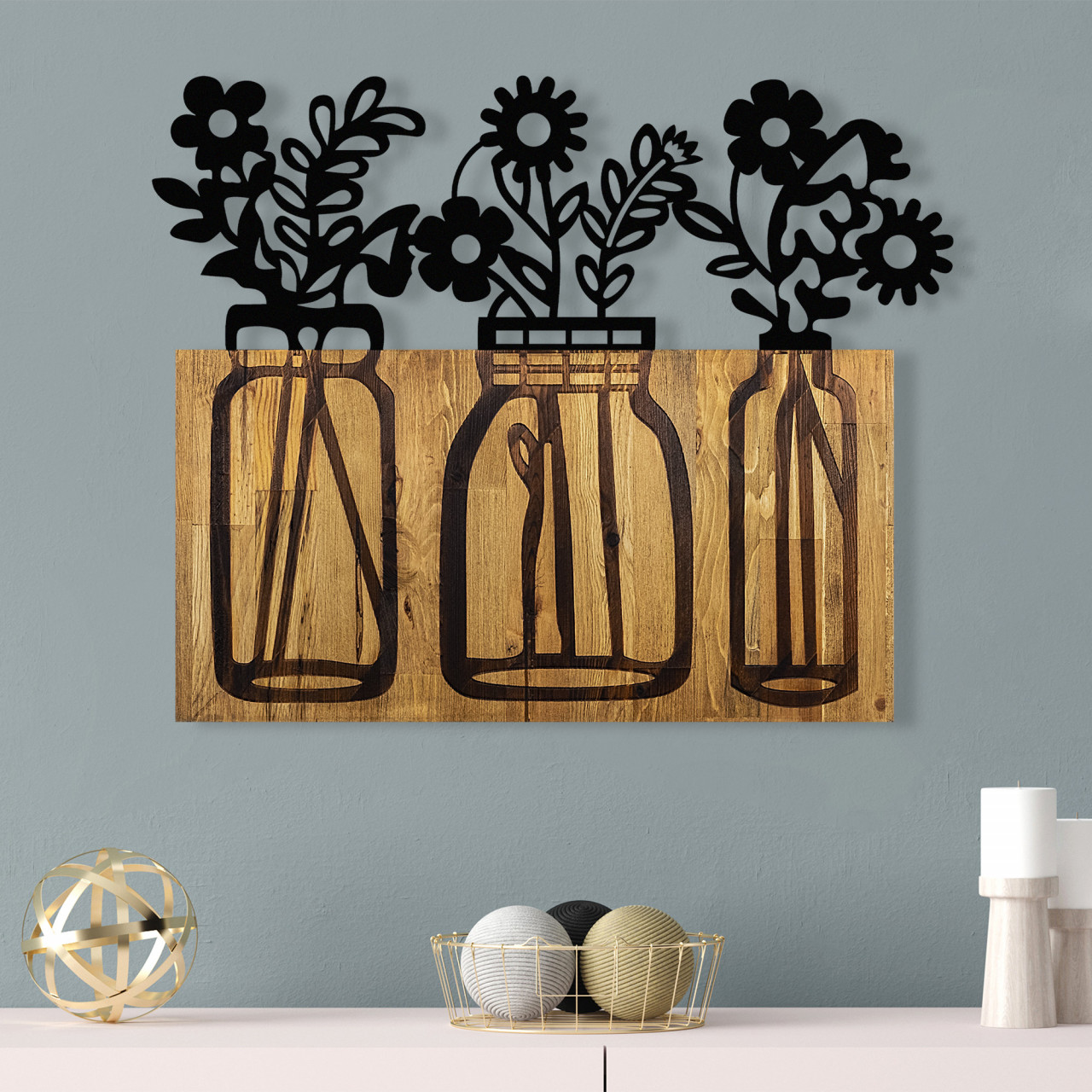 Accesoriu decorativ de perete din lemn Flower 5