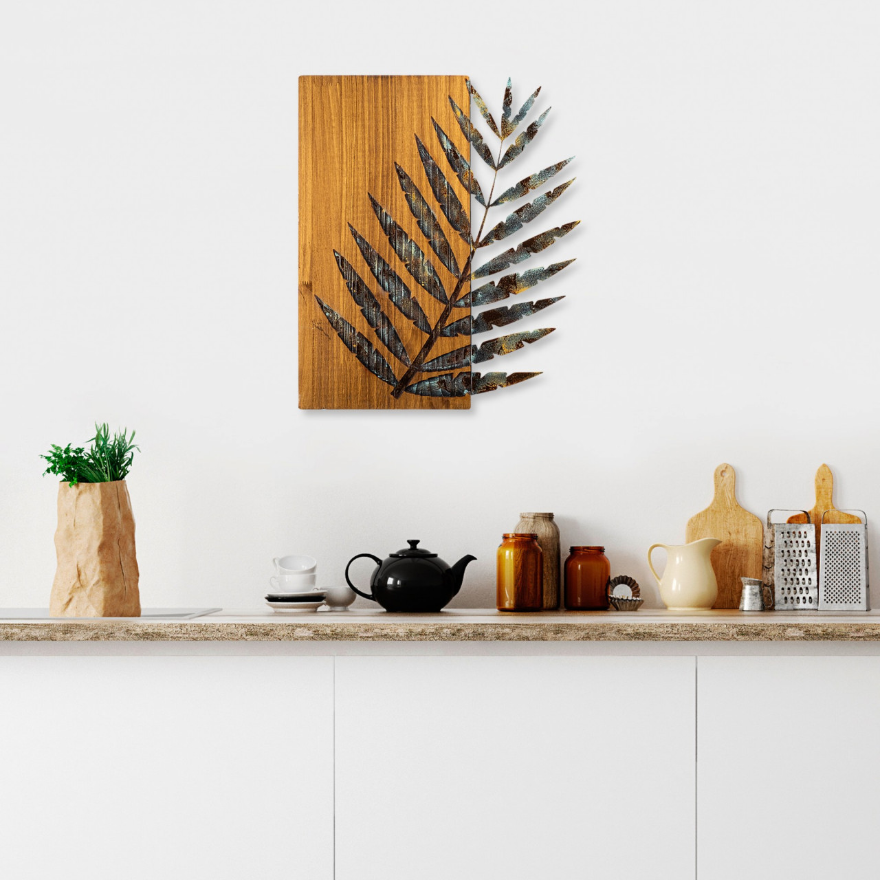Accesoriu decorativ de perete din lemn Leaf 3-1