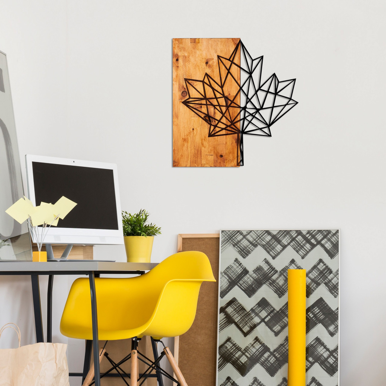 Accesoriu decorativ de perete din lemn Leaf
