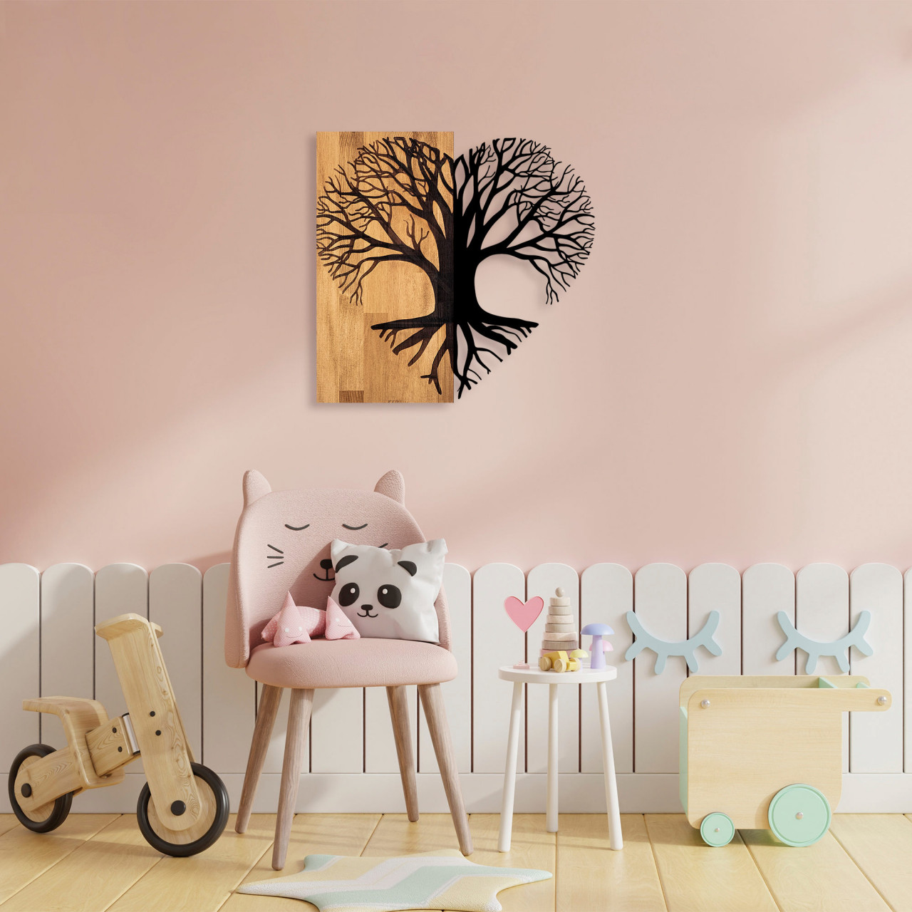 Accesoriu decorativ de perete din lemn Love tree