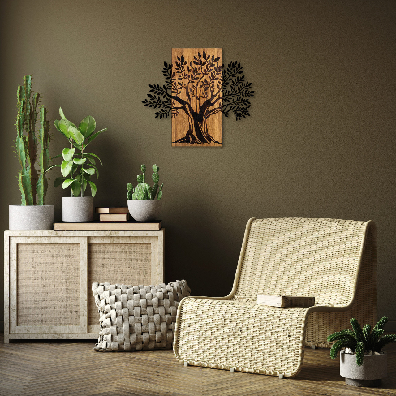 Accesoriu decorativ de perete din lemn Monumental Tree 2