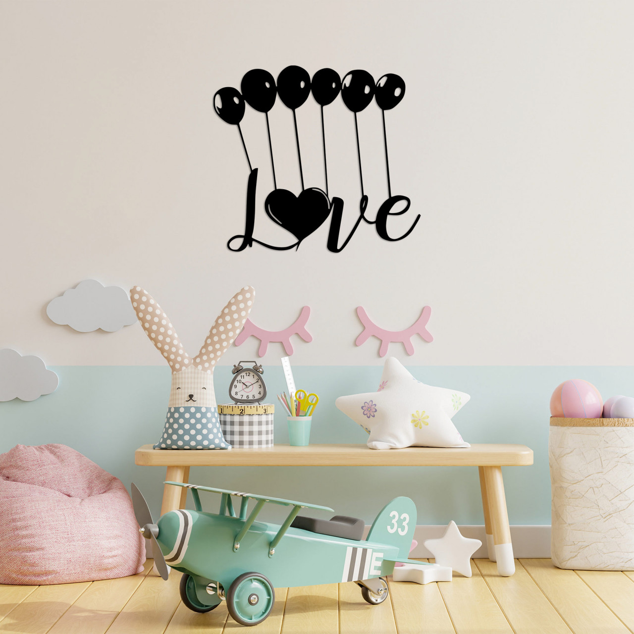 Accesoriu decorativ de perete metalic Balloons Love - 493
