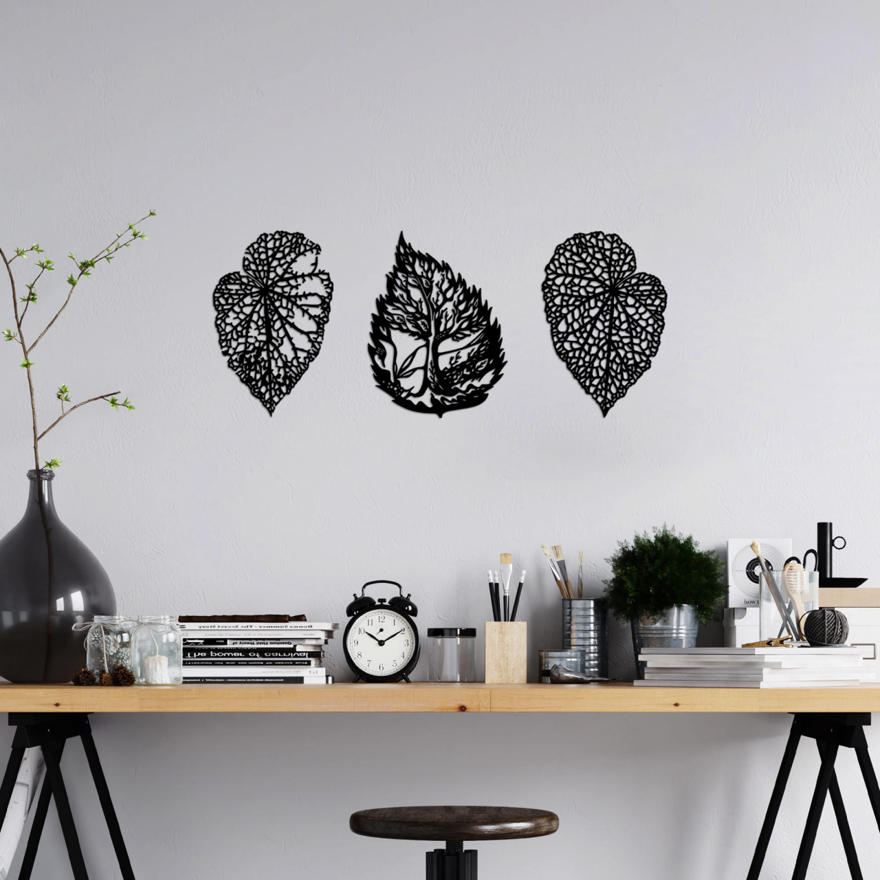Accesoriu decorativ de perete metalic Detailed Leaves - 512