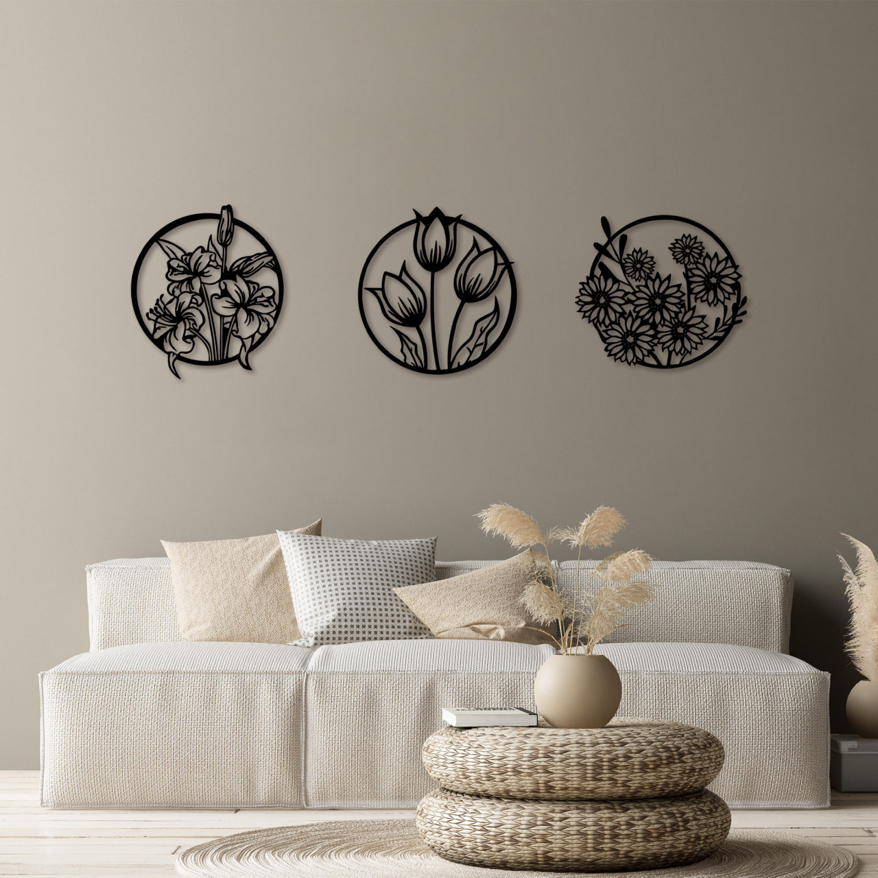 Accesoriu decorativ de perete metalic Flowers - 273 M