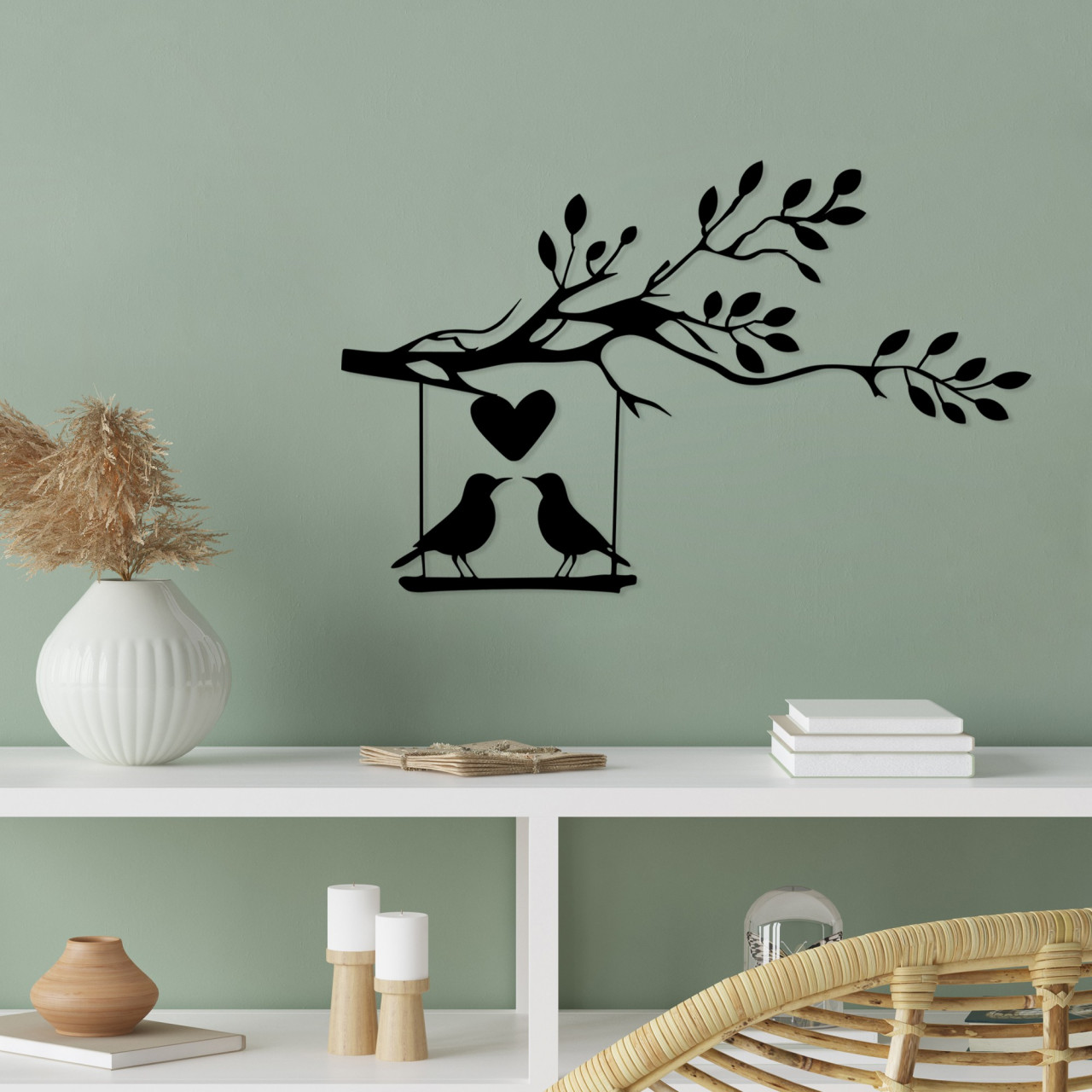 Accesoriu decorativ de perete metalic Love of birds