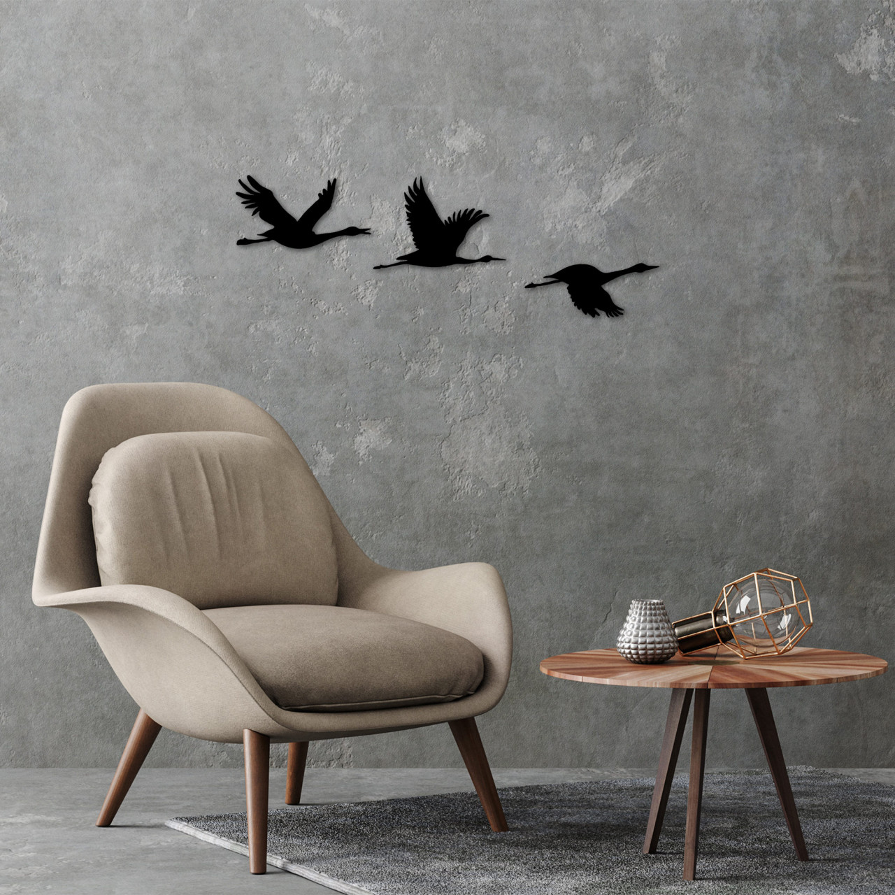 Accesoriu decorativ de perete metalic Migrant birds - 302