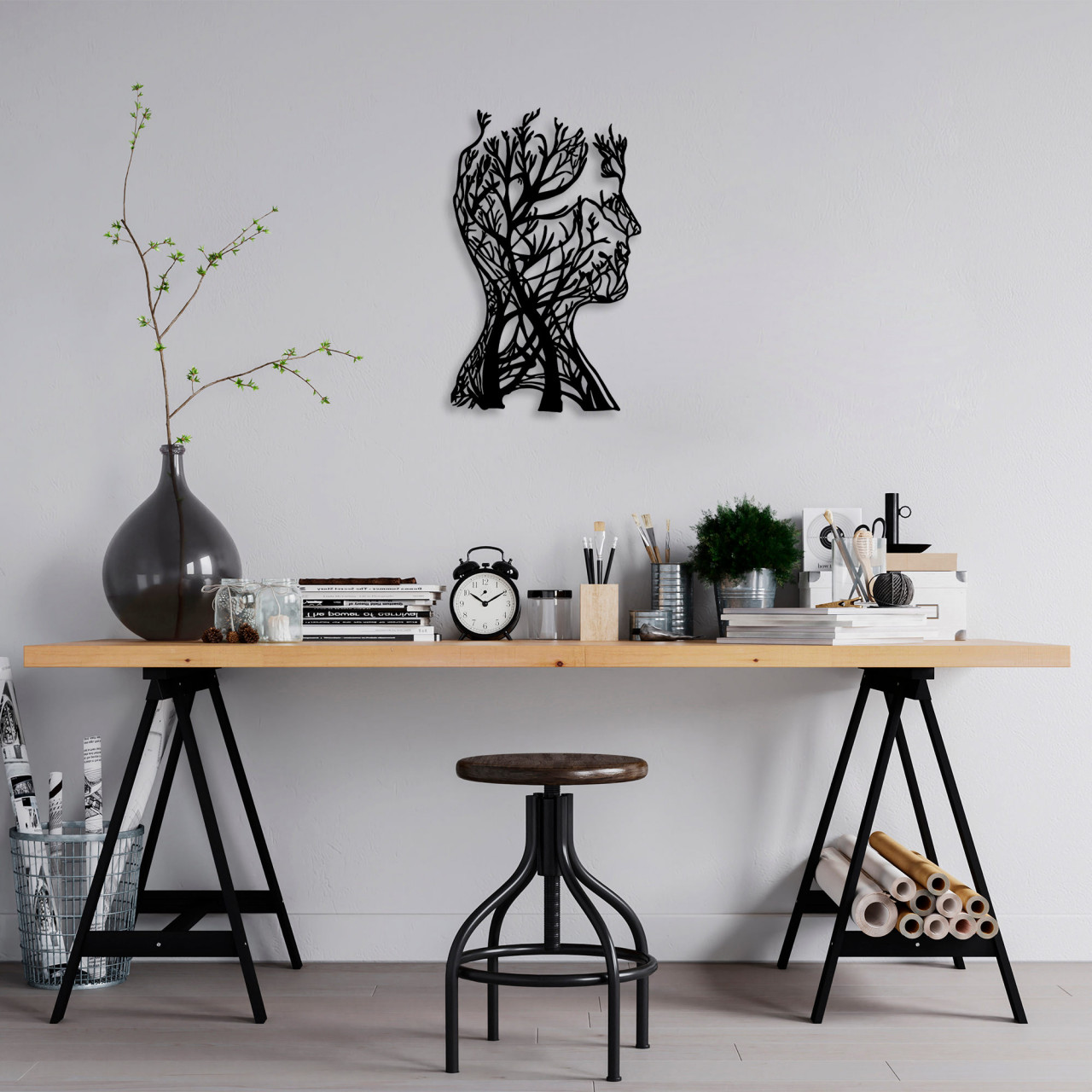 Accesoriu decorativ de perete metalic Tree man - 317