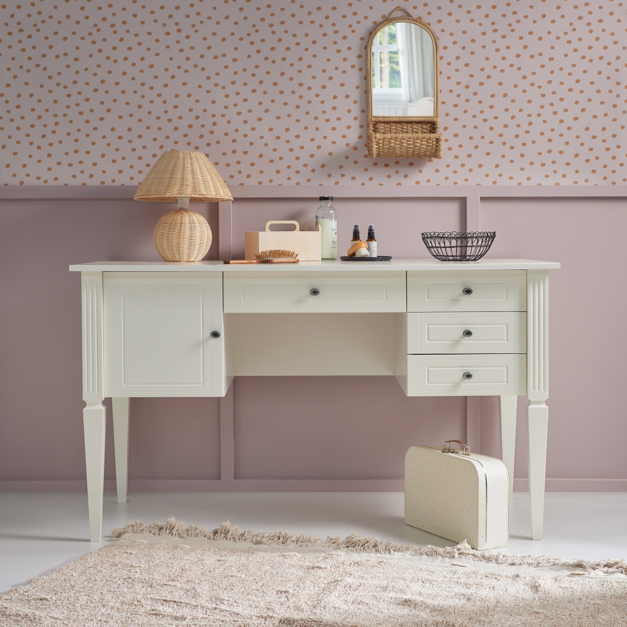 Birou elegant Ines alb L132 cm - 3 | YEO