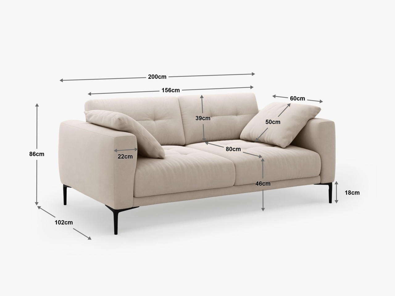 Canapea Bemy 3 locuri stofa Sorella L200 cm - 4 | YEO