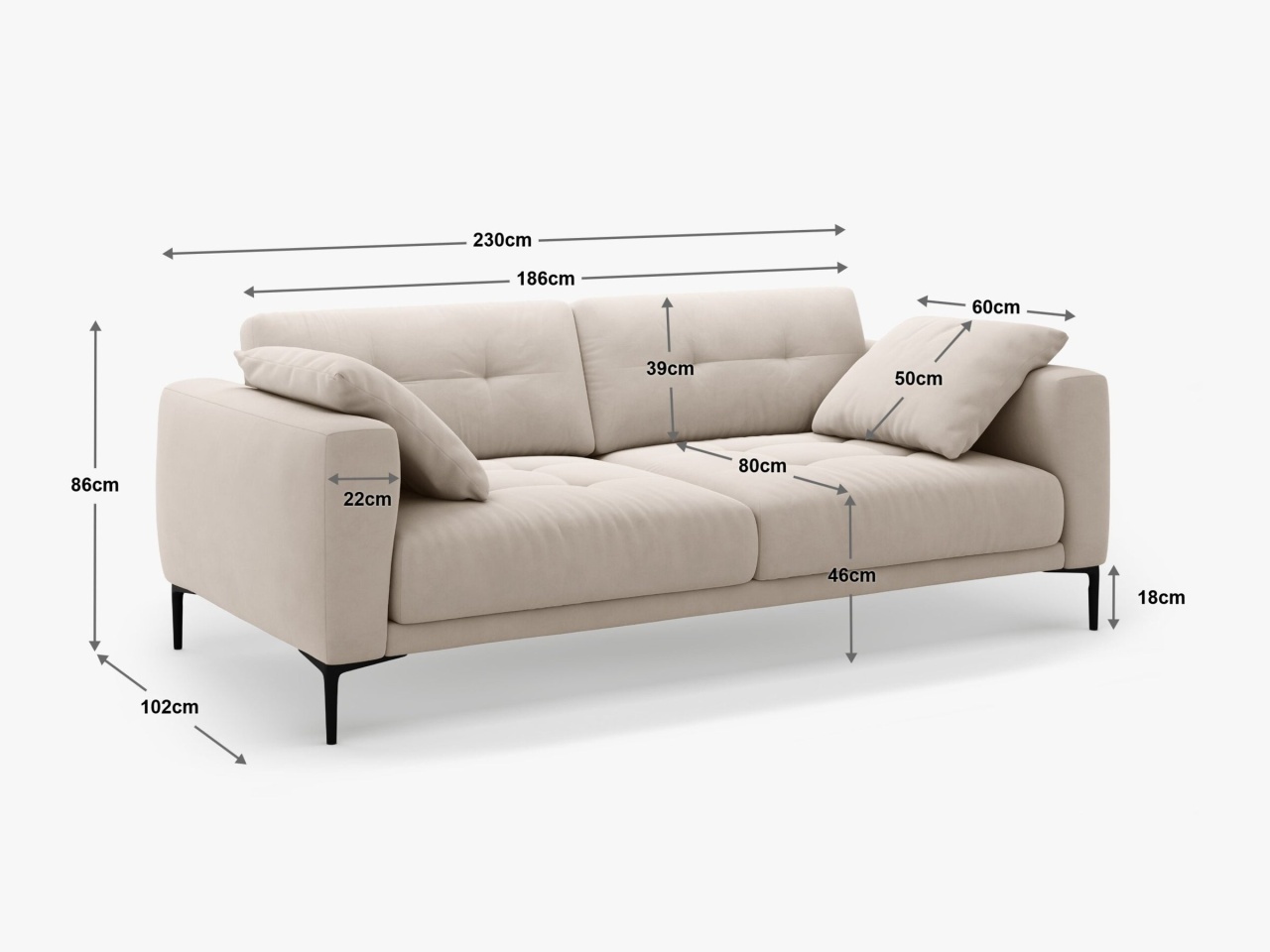 Canapea Bemy 4 locuri stofa Sorella L230 cm - 3 | YEO