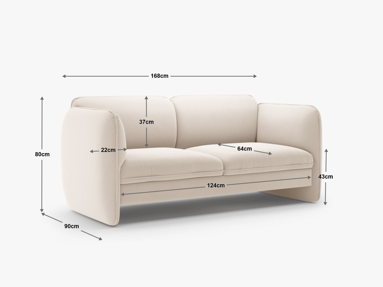 Canapea Georgia catifea Magic Velvet L168 cm - 4 | YEO