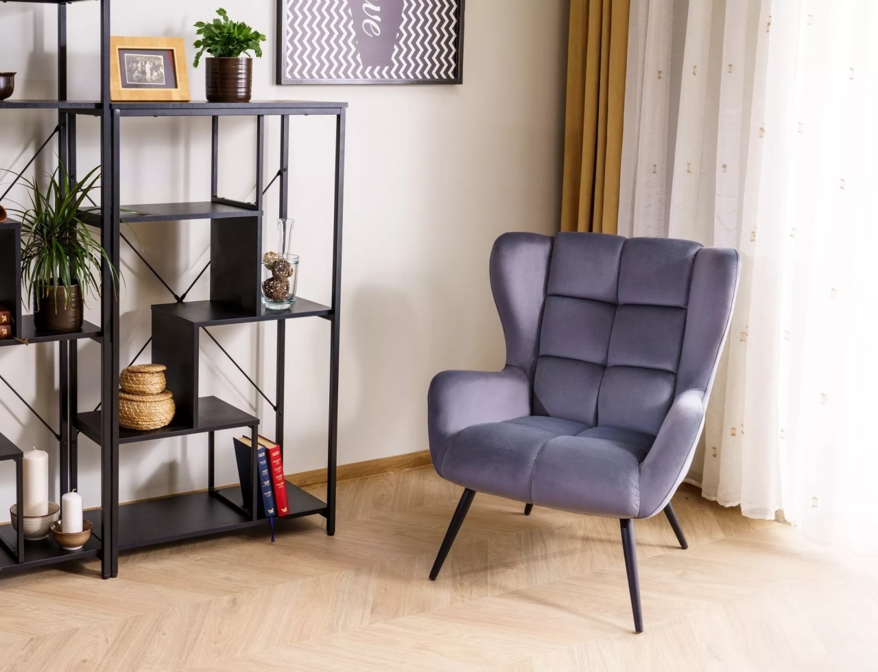 Fotoliu Louis velvet gri Blu14 - 4 | YEO
