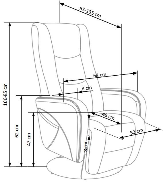 Fotoliu recliner cu functie de masaj Pulsar piele ecologica cappuccino H106 cm - 1 | YEO