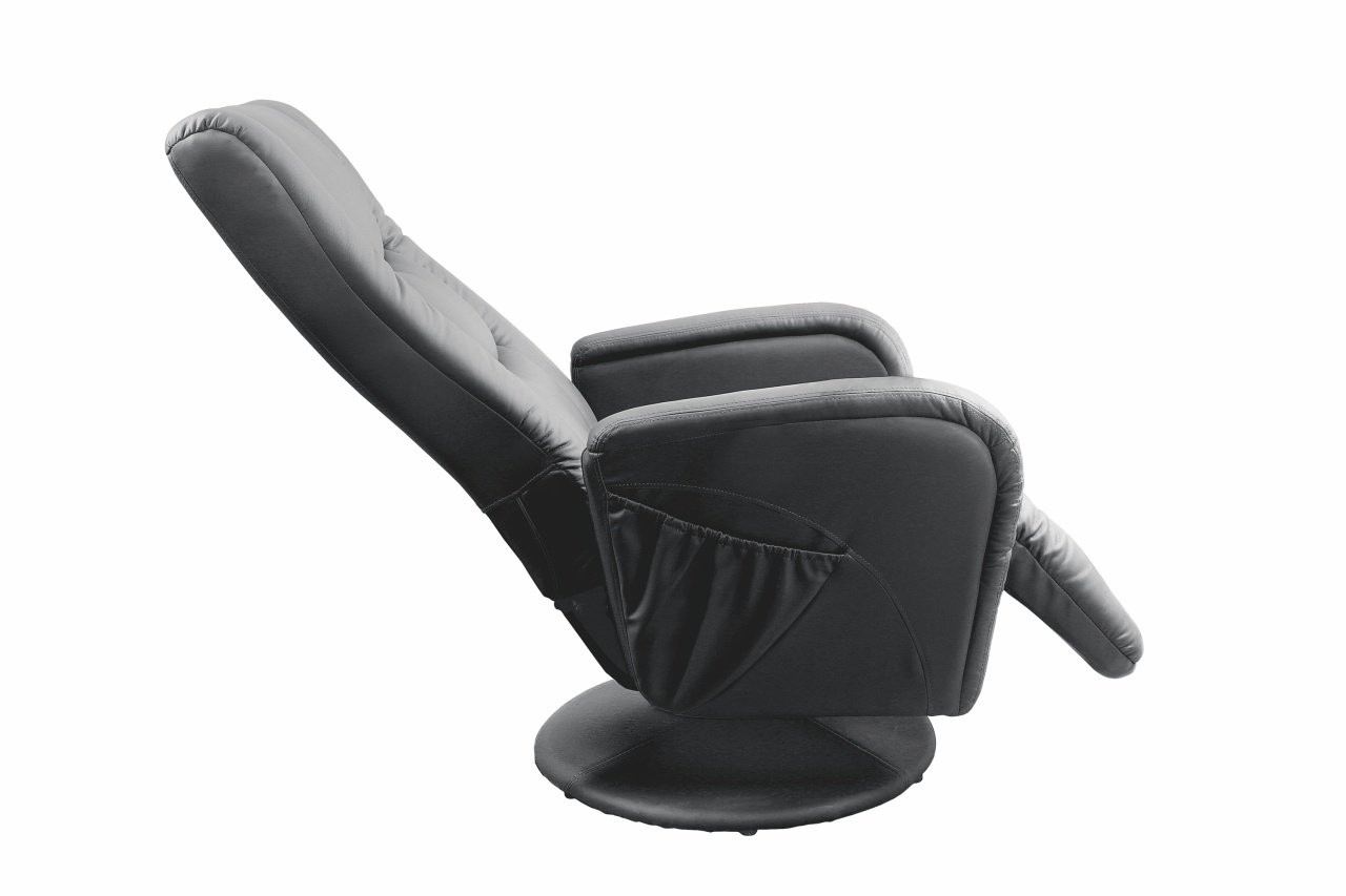 Fotoliu recliner cu functie de masaj Pulsar piele ecologica negru H106 cm - 3 | YEO