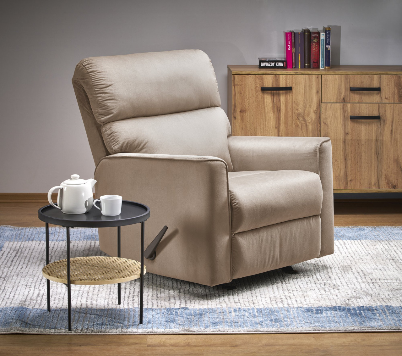 Fotoliu recliner Karim stofa bej H103 cm - 1 | YEO