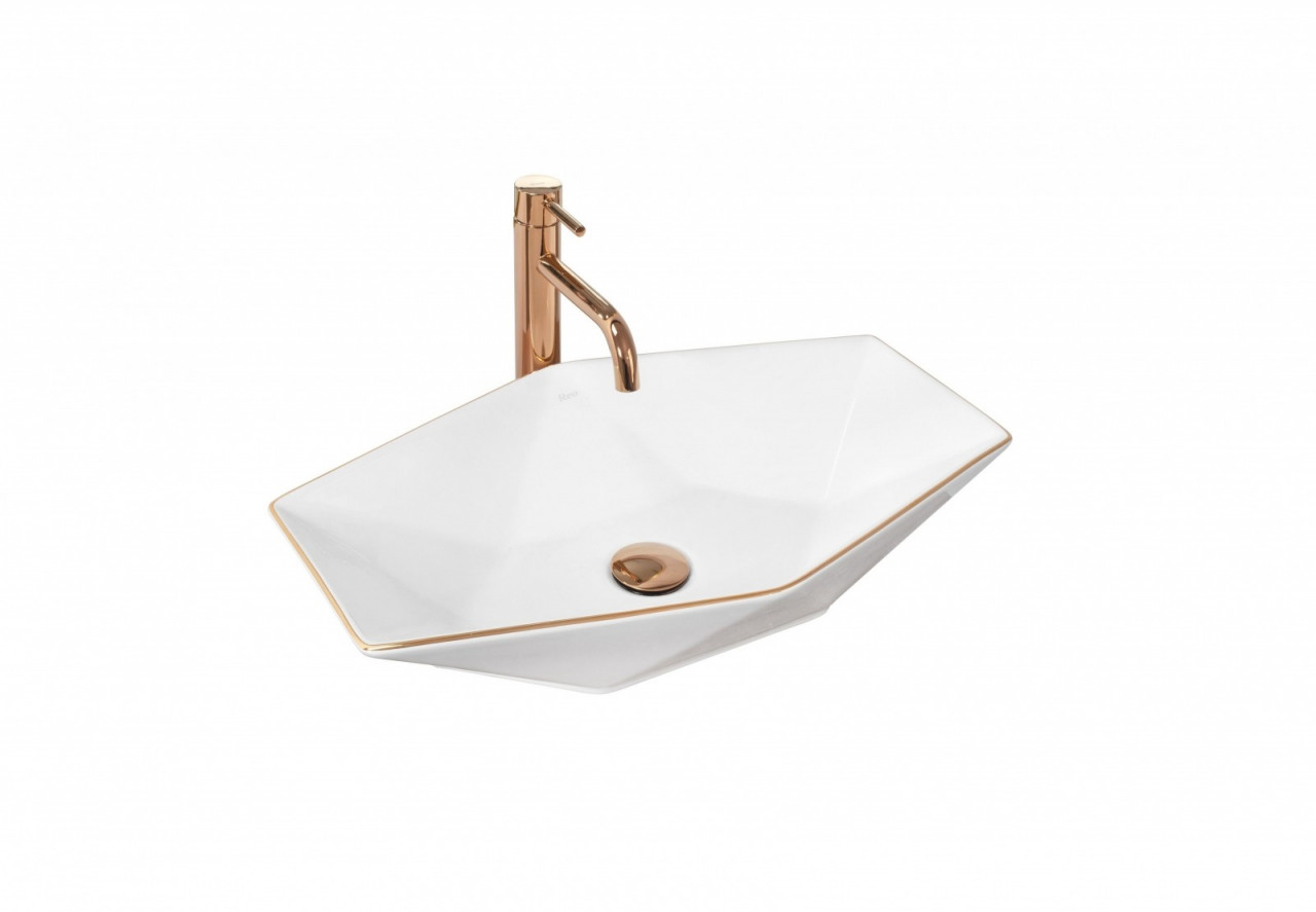 Lavoar Vegas Rose Gold Edge ceramica sanitara - 57 cm