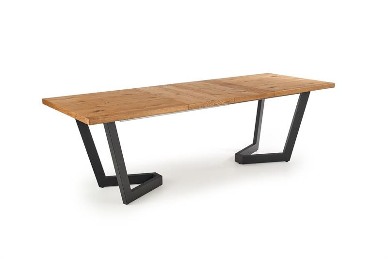 Masa extensibila Massive stejar deschis/negru L160-250 cm - 3 | YEO