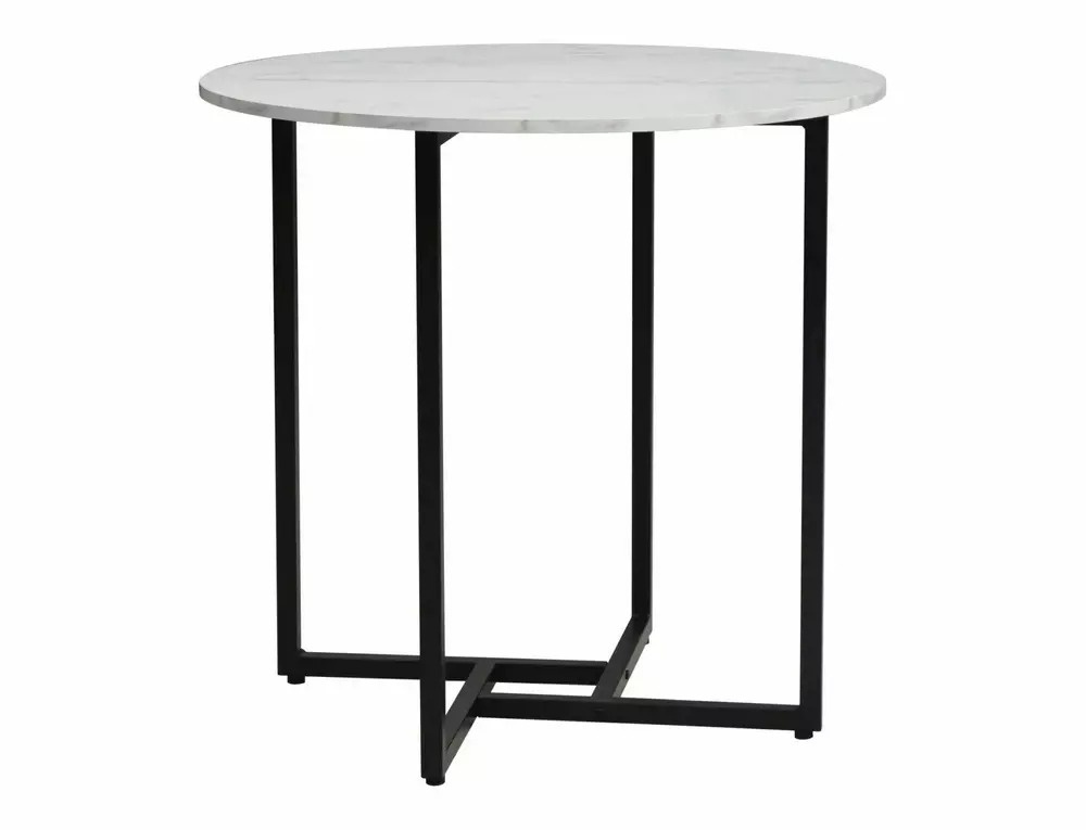 Masa rotunda Alto II marmura alba/negru ø80/h76 cm - 2 | YEO