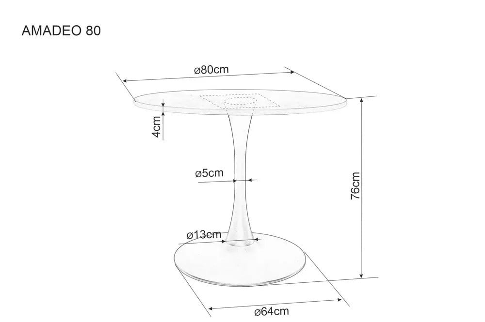 Masa rotunda Amadeo nuc/negru mat ø80/h76 - 3 | YEO