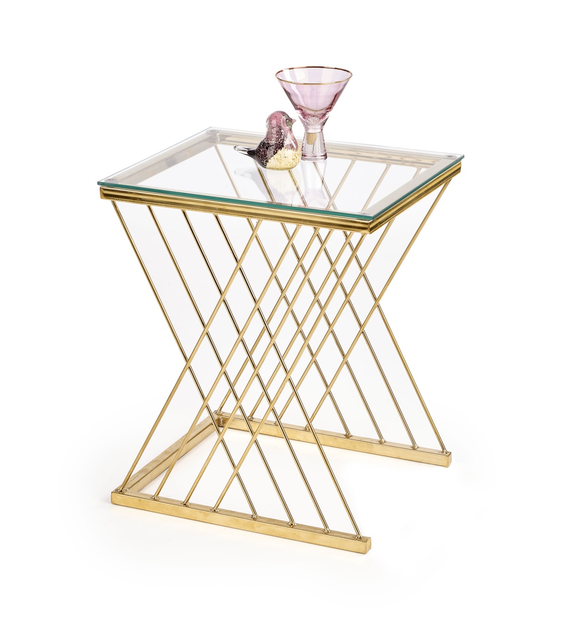 Masuta de cafea Nancy transparent/auriu L45 cm