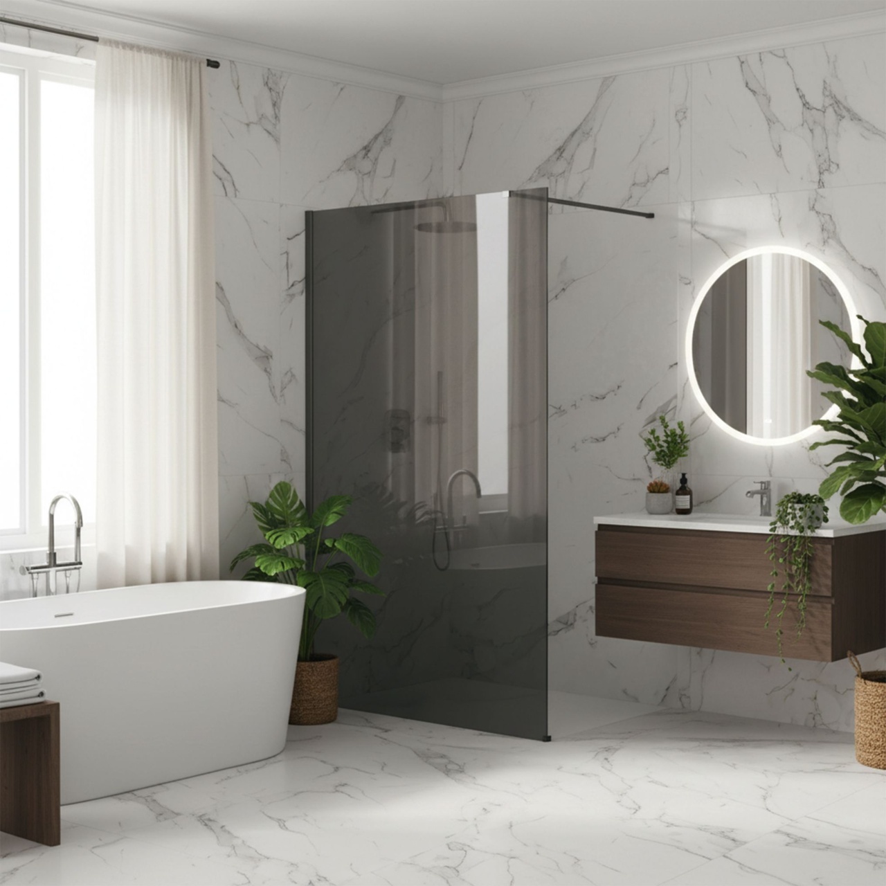 Paravan de dus Rea Flexi Grey / Titan 140