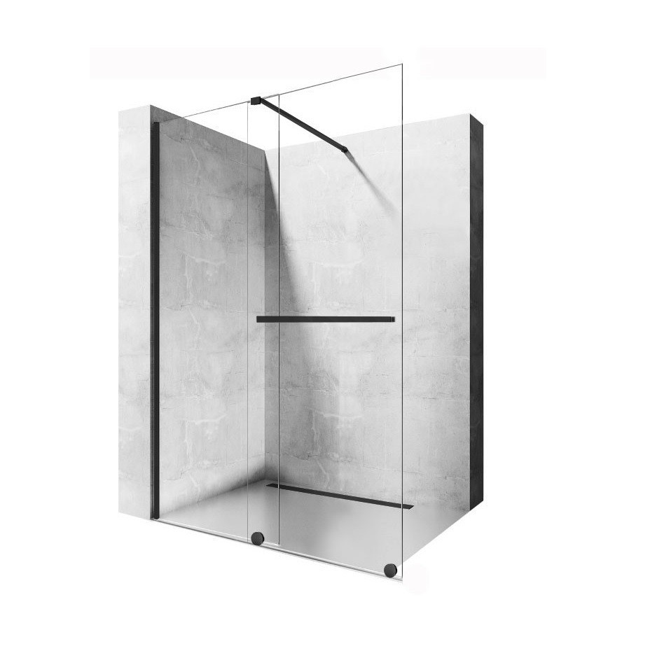 Paravan dus walk-in Cortis negru - 120x195 cm