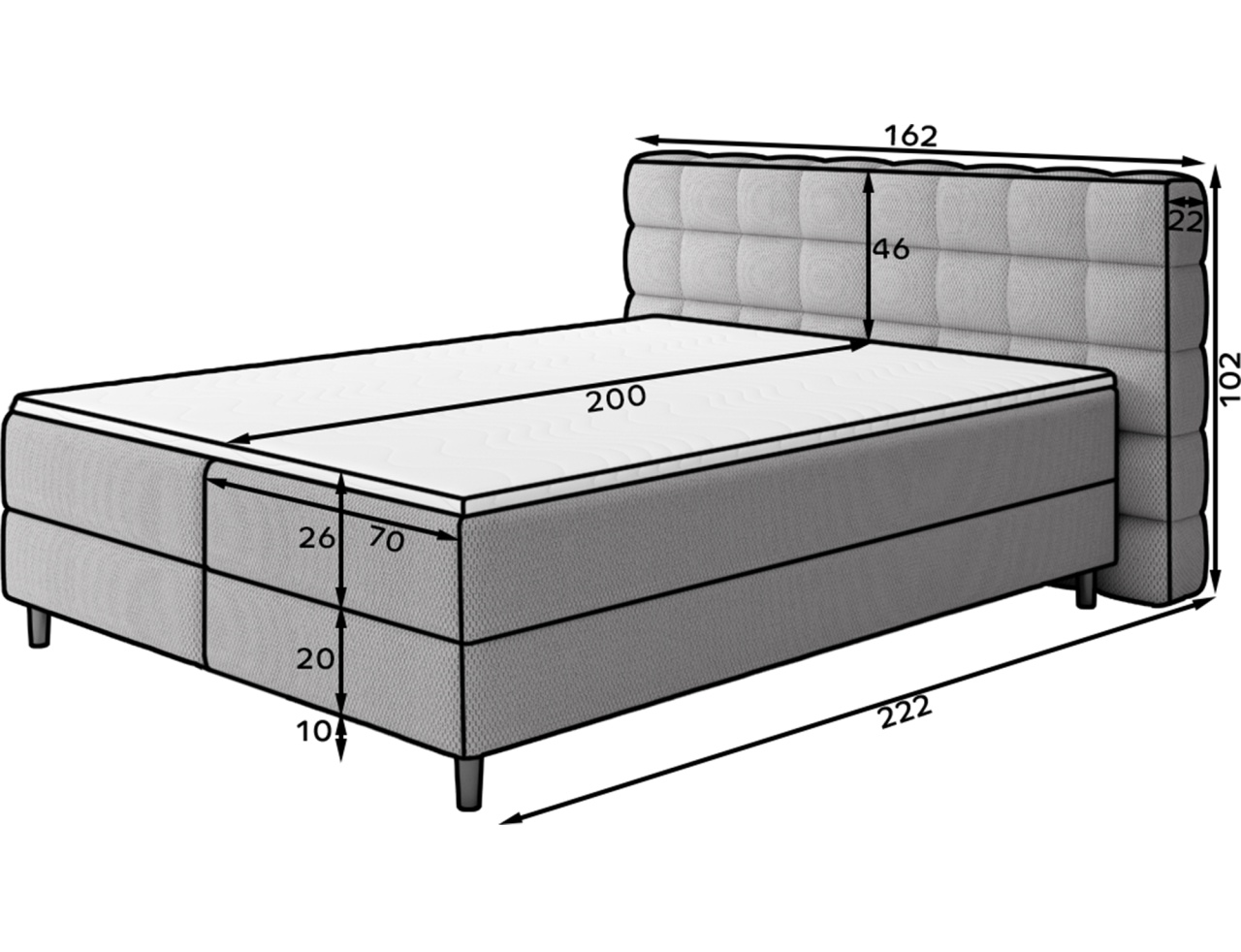 Pat boxspring Camma 180x200 cm Royal 01