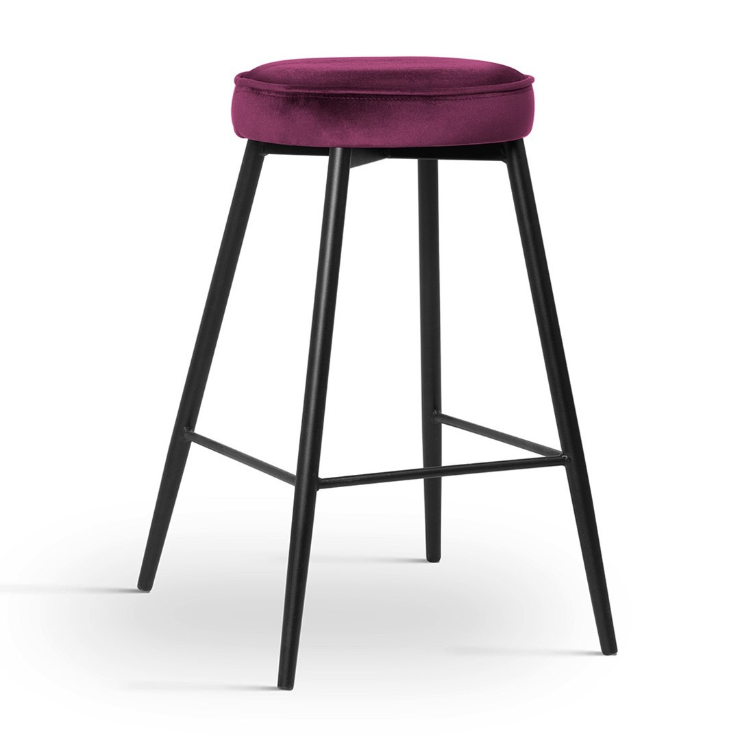 Scaun de bar Circo burgundy picioare negru - H68 cm