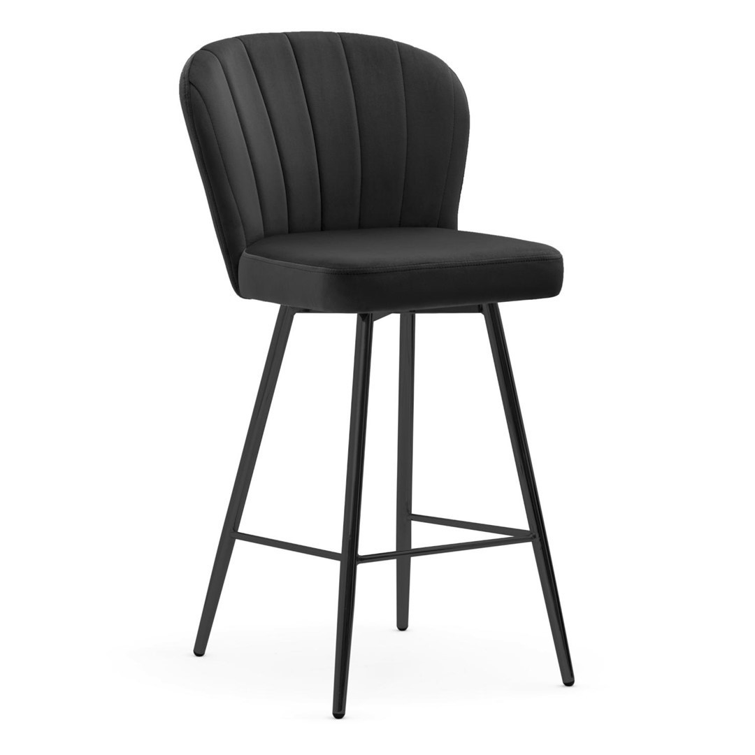 Scaun de bar Shelly negru picioare negre - H107 cm