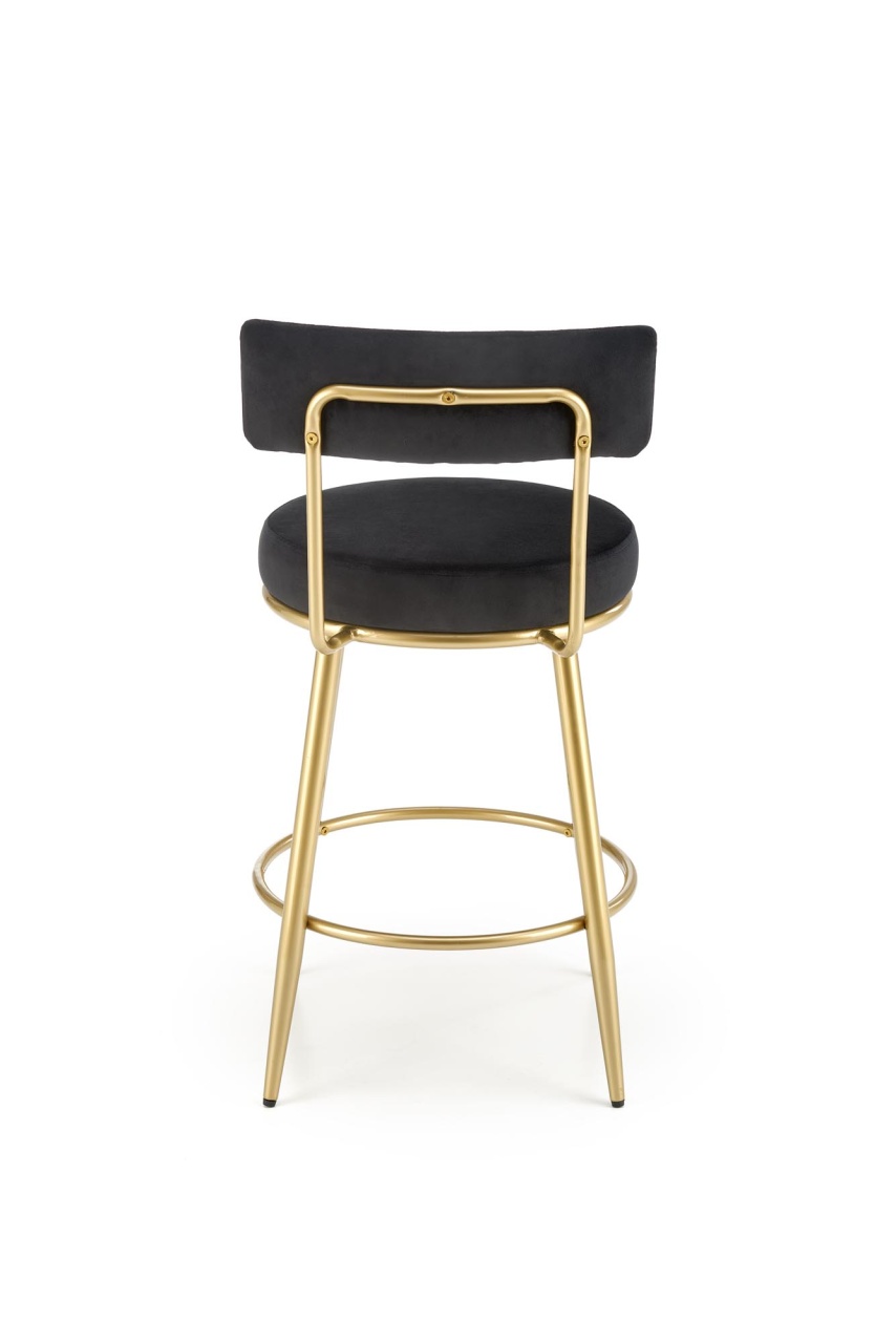 Scaun de bar tapitat H115 velvet negru - 2 | YEO