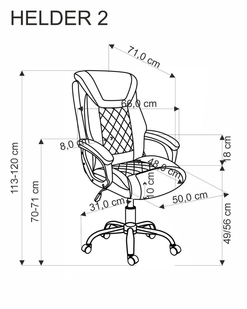 Scaun de birou Helder 2 piele ecologica gri H120 cm - 3 | YEO