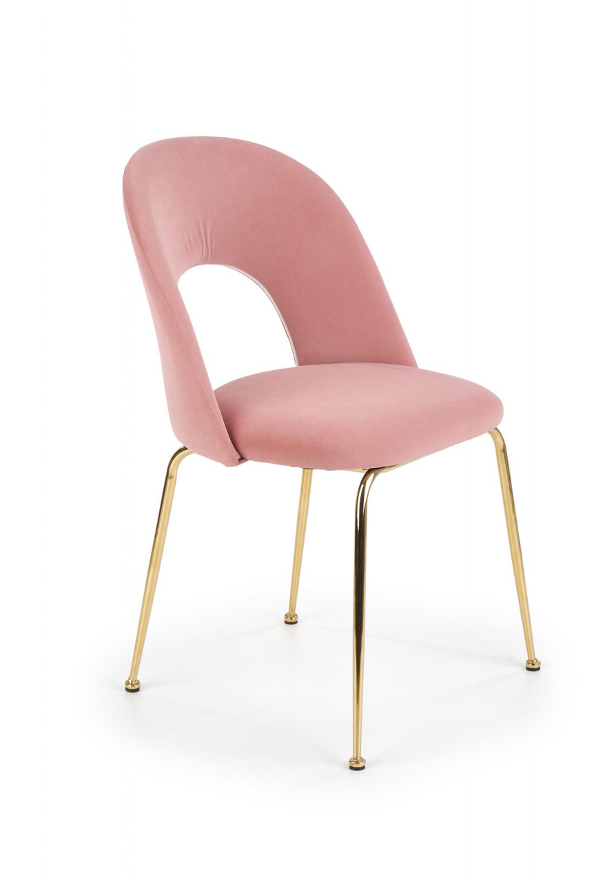 Scaun K385 velvet roz/auriu
