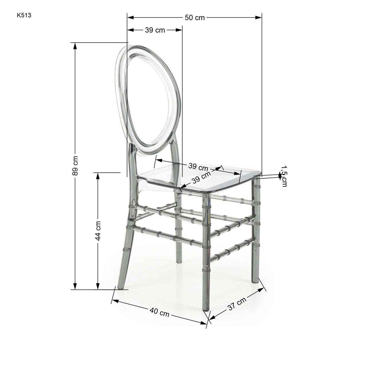 Scaun policarbonat K513 - 4 | YEO