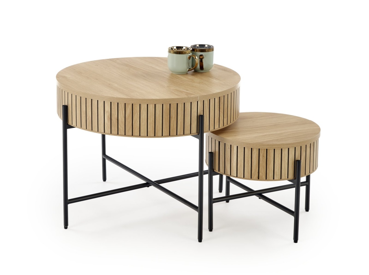 Set 2 masute de cafea Dante natur/negru