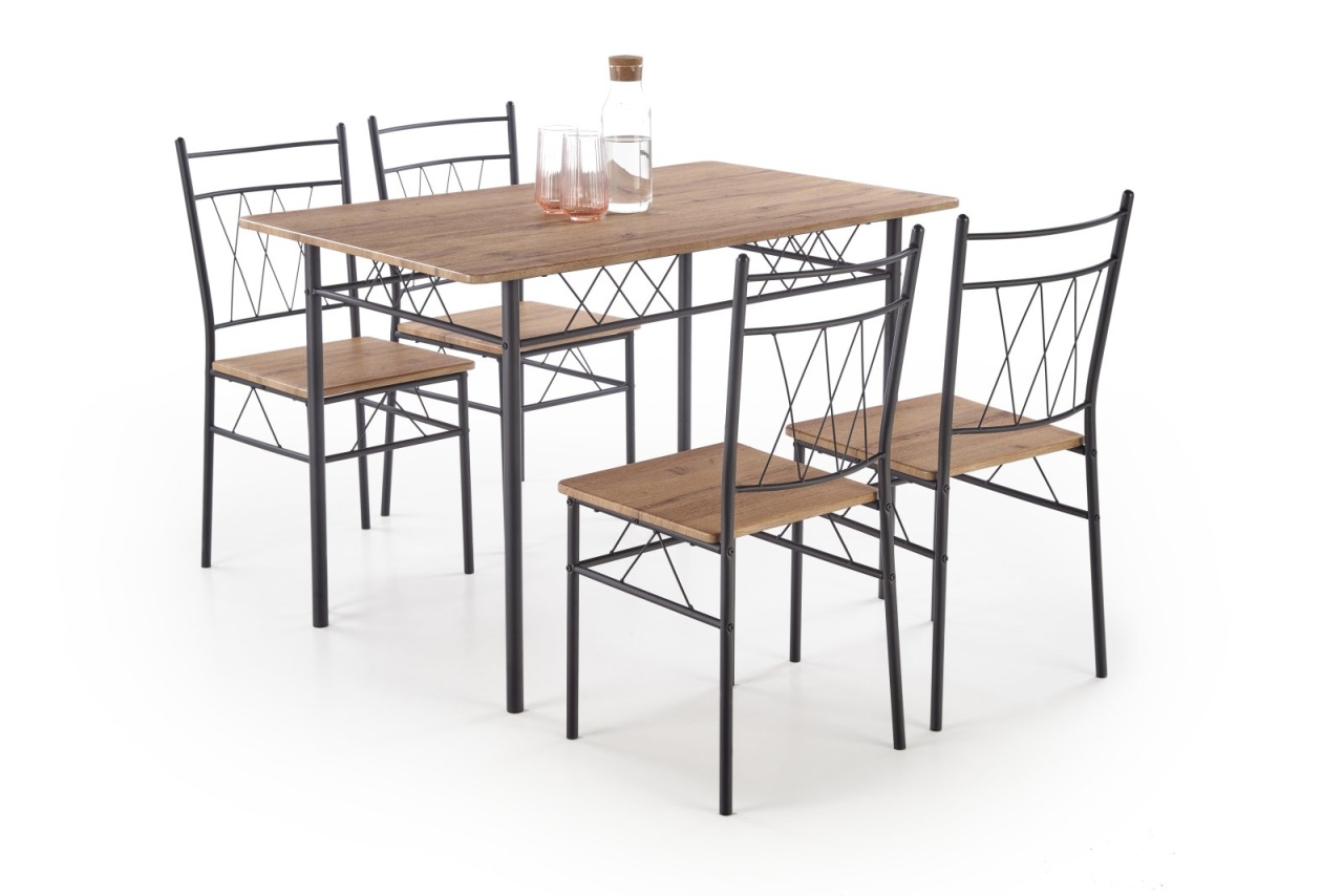 Set masa + 4 scaune Faust stejar natur/negru