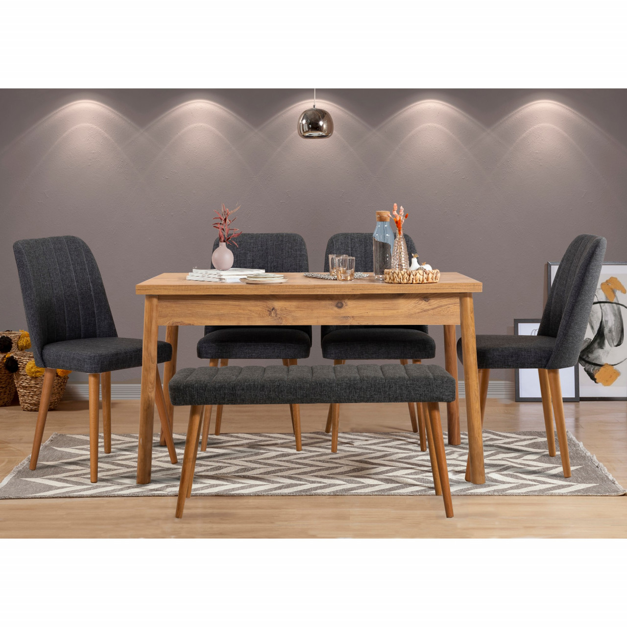 Set masa si scaune (6 piese) Costa Atlantic Anthracite