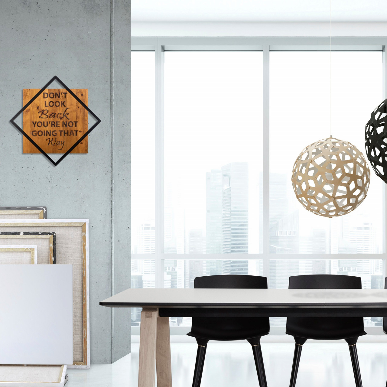 Accesoriu decorativ de perete din lemn Don't look back