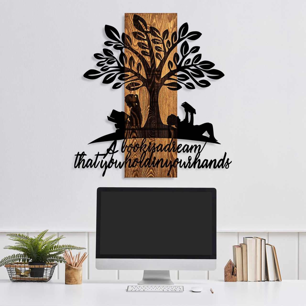 Accesoriu decorativ de perete din lemn Dream nuc/negru