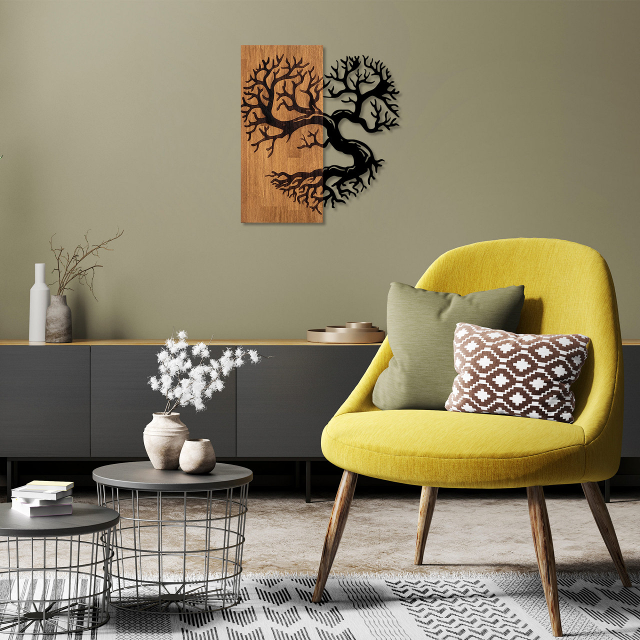 Accesoriu decorativ de perete din lemn Monumental tree 4