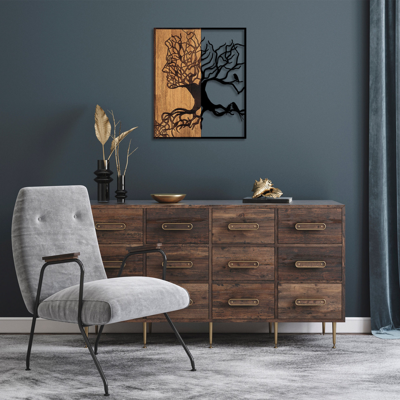 Accesoriu decorativ de perete din lemn Tree Man - 291