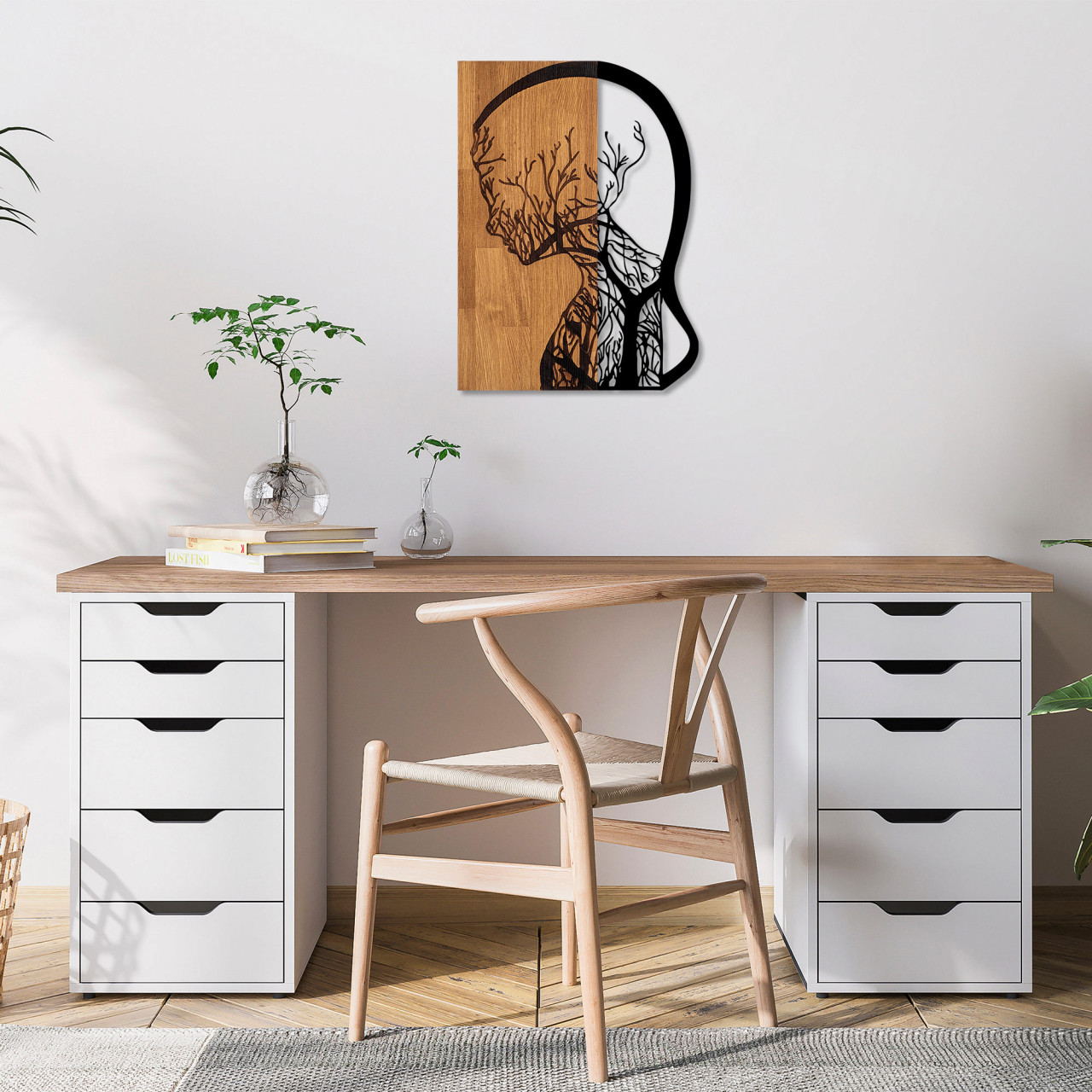 Accesoriu decorativ de perete din lemn Tree Woman