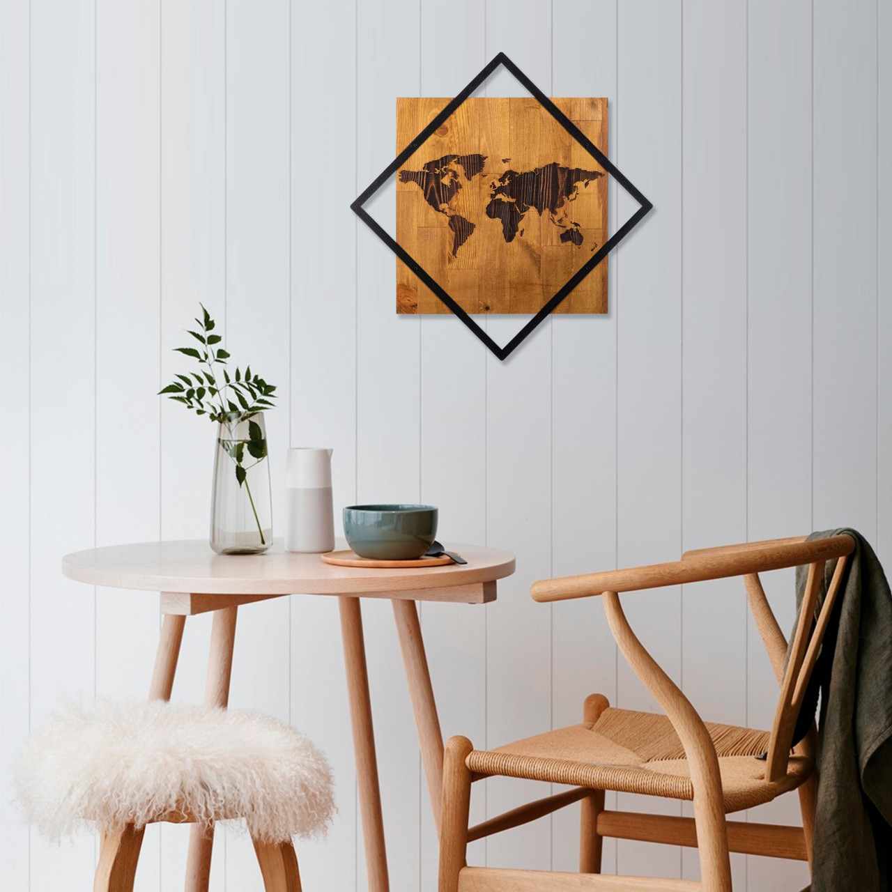 Accesoriu decorativ de perete din lemn World 2