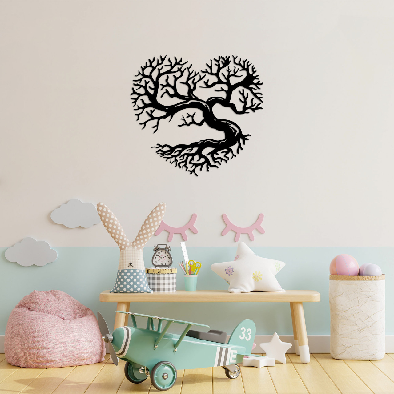 Accesoriu decorativ de perete metalic Heart Tree