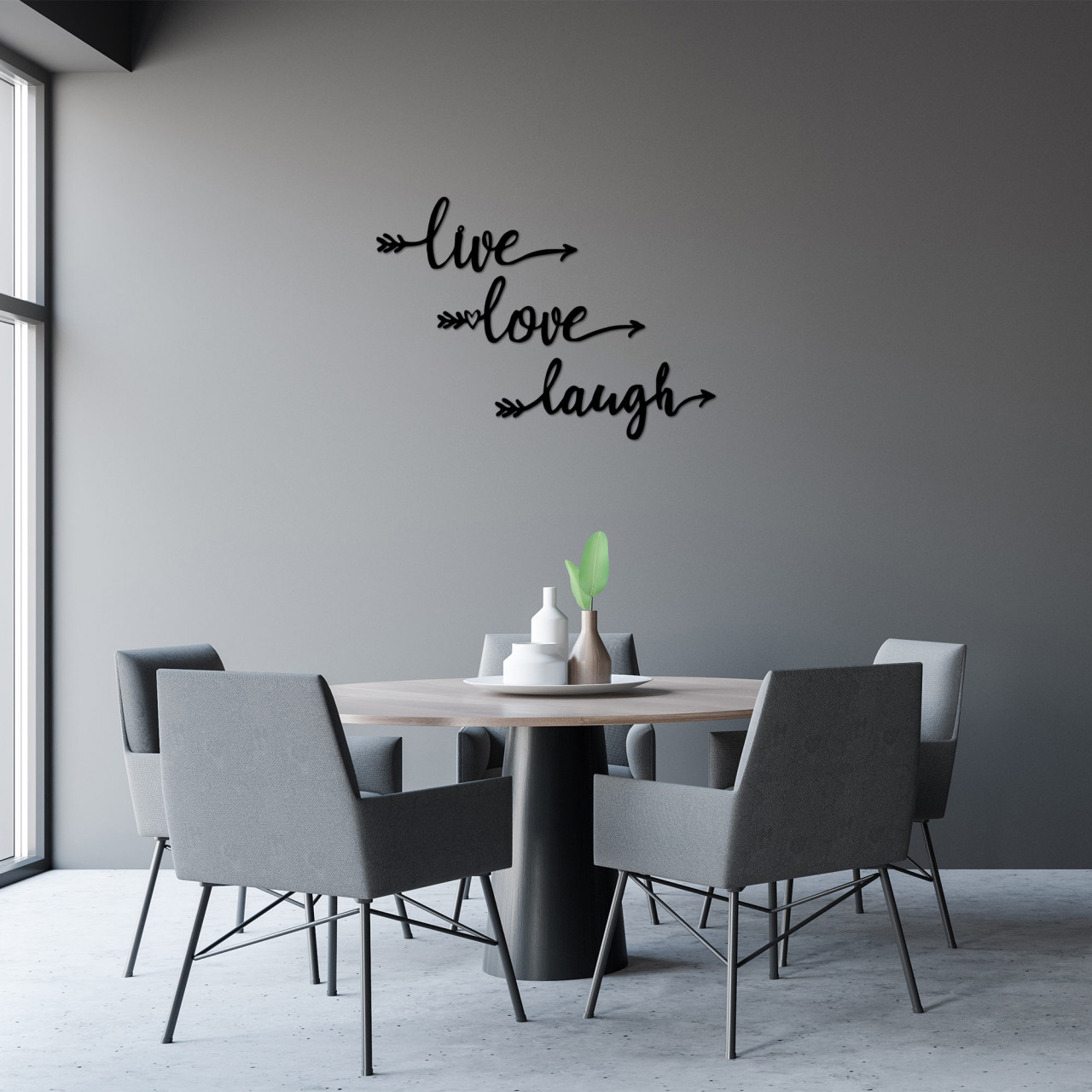 Accesoriu decorativ de perete metalic Live Love Laugh