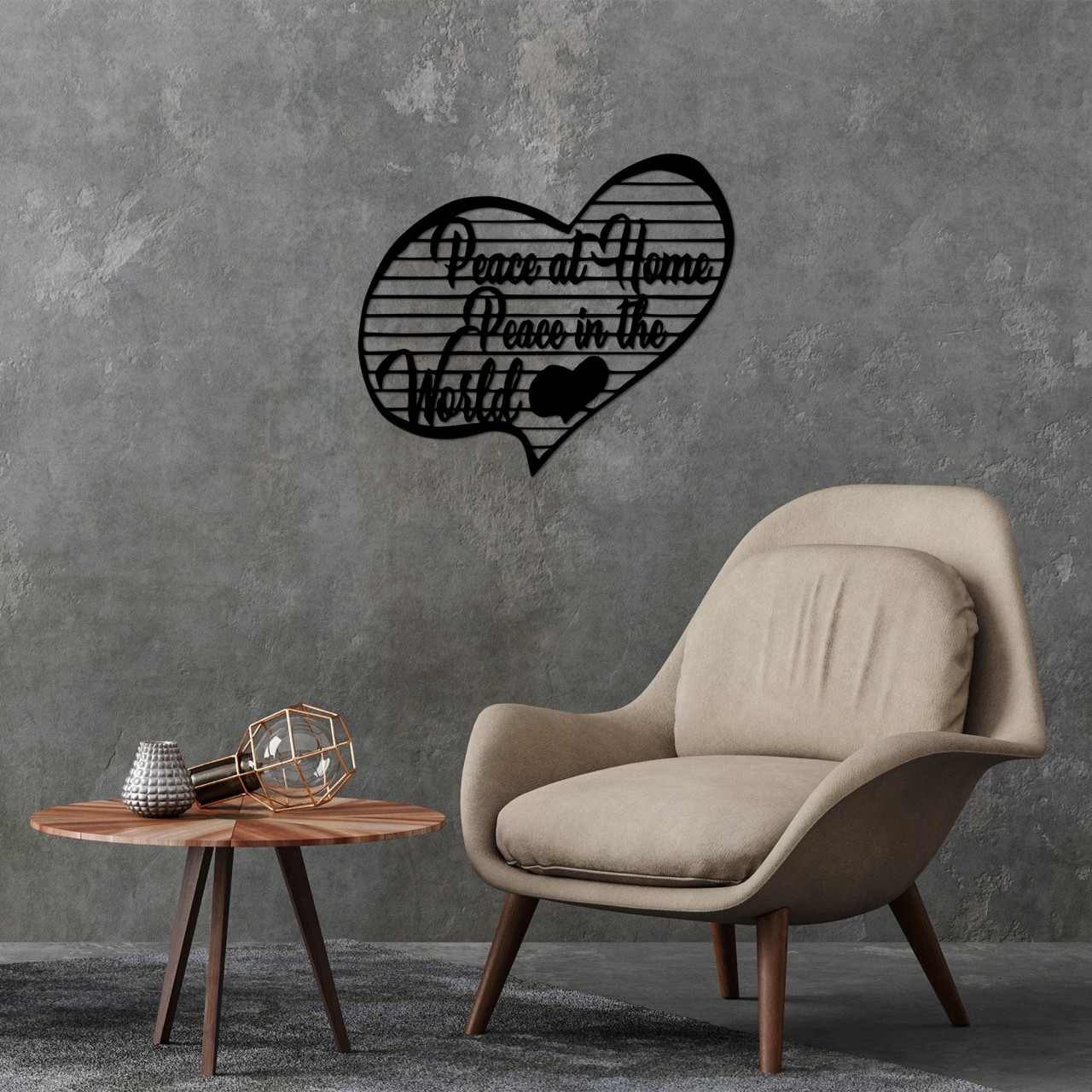 Accesoriu decorativ de perete metalic Peace at home