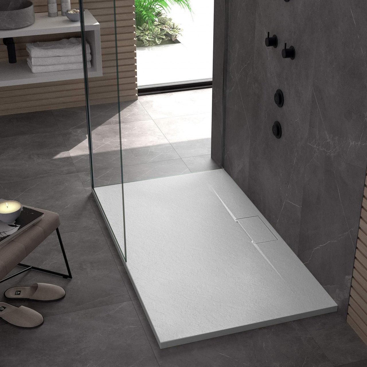 Cadita pentru dus Bazalt Long alba 80x100 - 1 | YEO